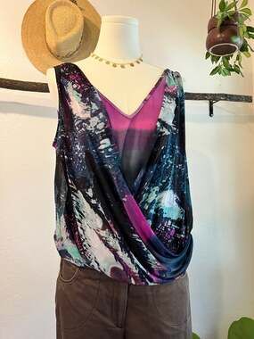 Deadstock Y2K BeBe Purple Mesh Flowy Layering Tank Top Size Medium NEW with Tags